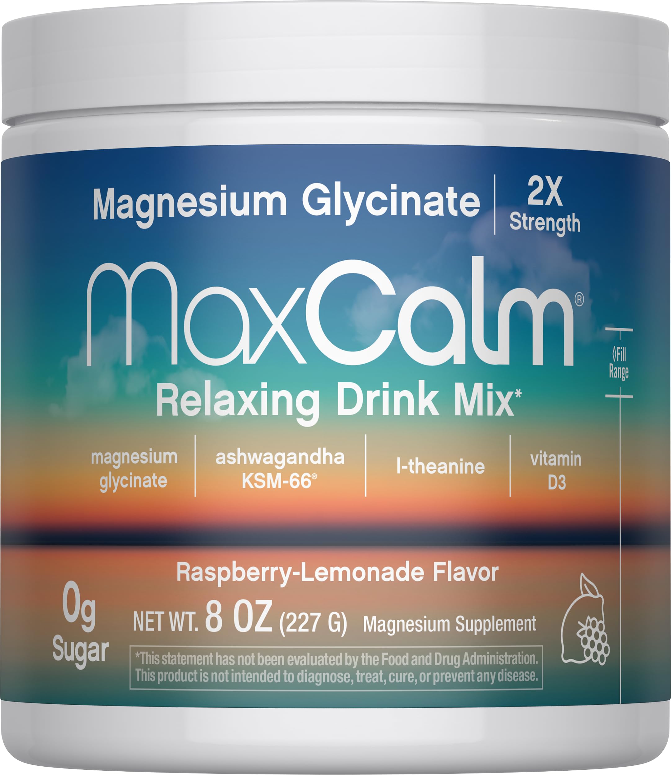 Max Calm Relaxing Drink Mix | Raspberry-Lemonade Flavor | 8 Ounce